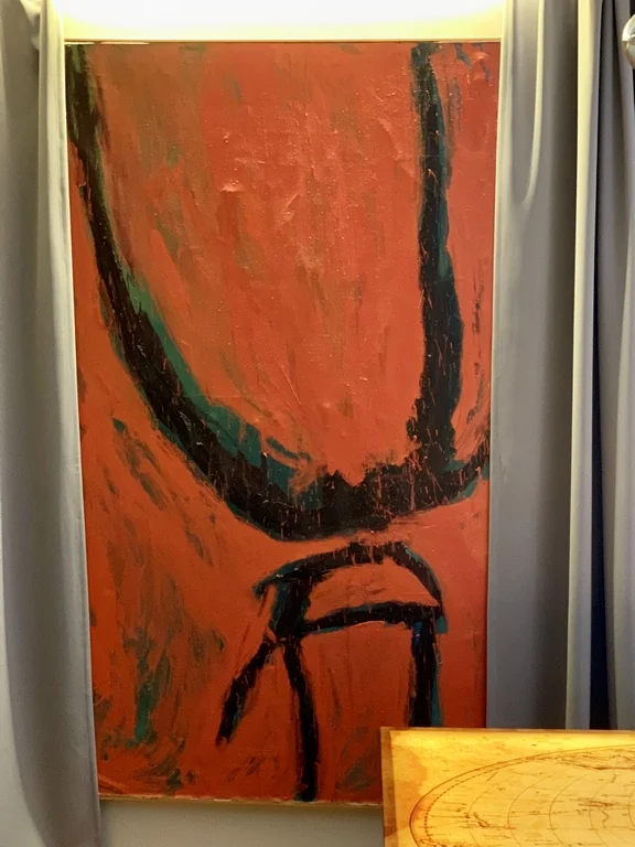 Abstract painting in red and ochre from the collection